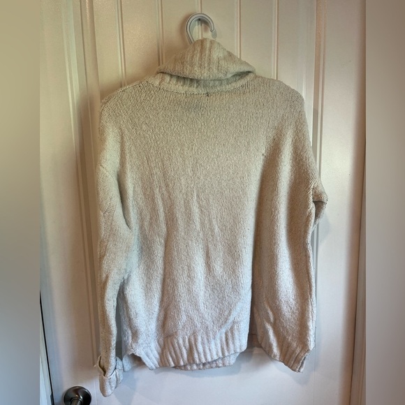 NANETTE Lepore Cream Fisherman Knit turtleneck cowl sweater LARGE - Picture 4 of 4